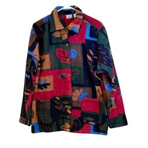 Blair Women's Fall Leaves Button Front Jacket Red Gold Size 2XL NEW